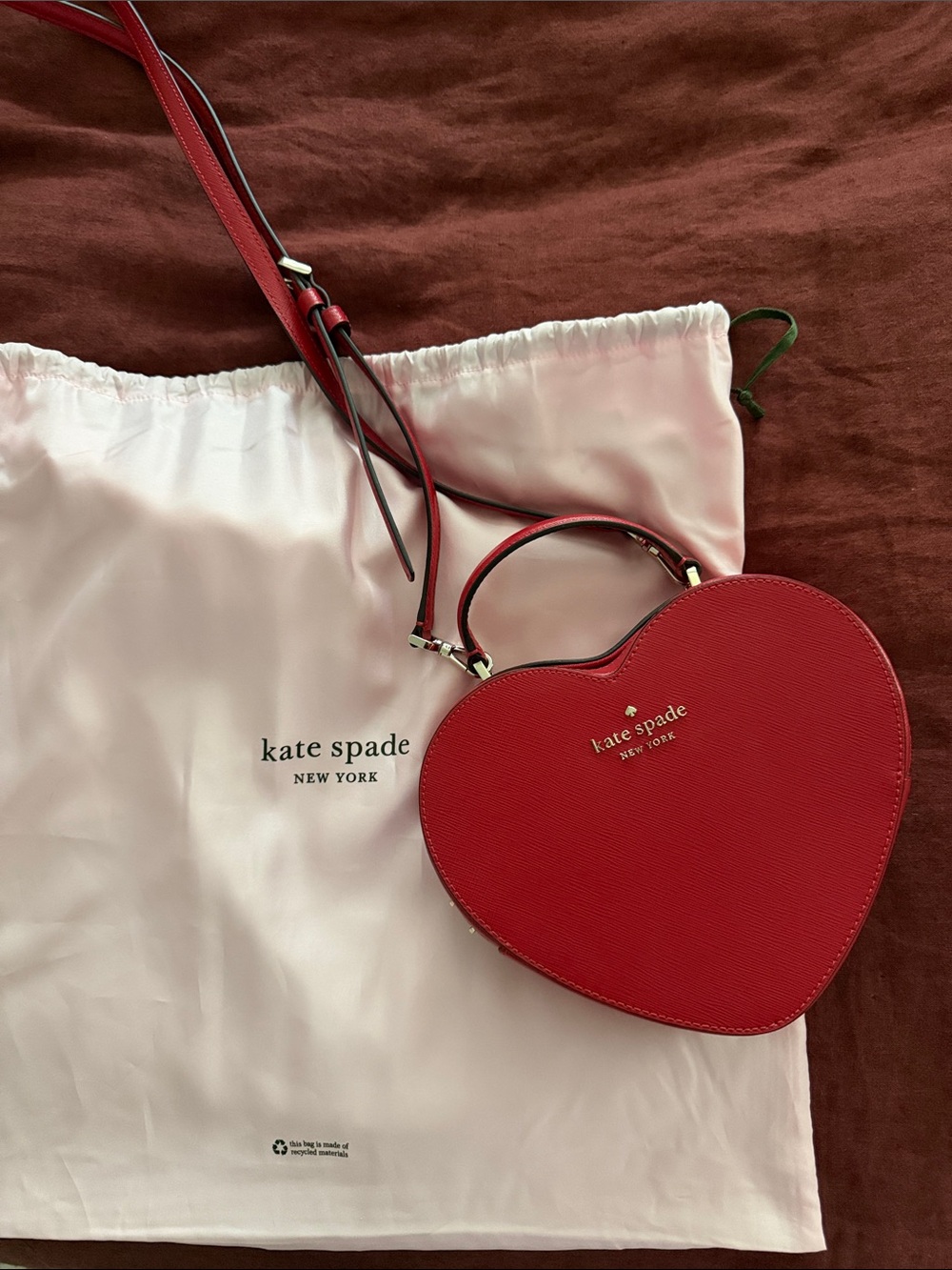 kate spade red Heart-Shaped Crossbody with Top Handle